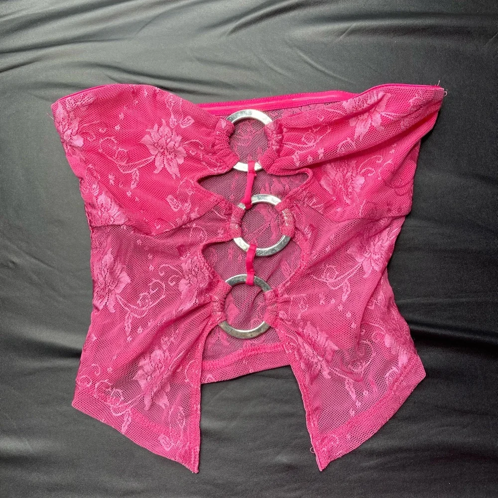 Pink Floral Crop Top and Skirt Set - Picture 5 of 6